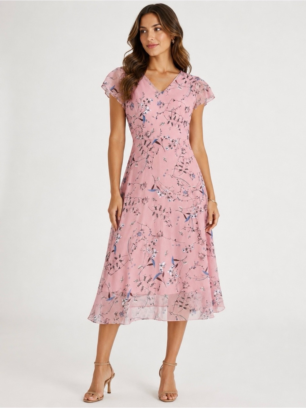 Daifeiyuan Pink Floral Dress, Size Medium
